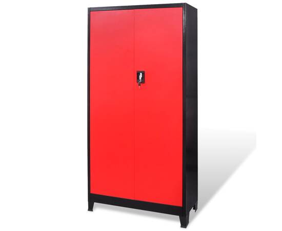Dulap scule cu 2 uși, oțel, 90 x 40 x 180 cm, negru și roșu, 9 image