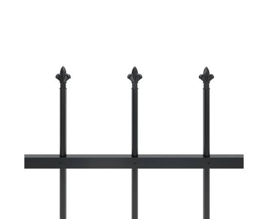 Gard de grădină cu vârf suliță, negru, 3,4 x 0,6 m, oțel, 4 image
