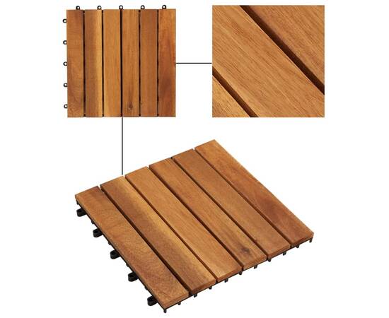 Set dale din lemn de salcâm cu model vertical 30 x 30 cm, 20 buc., 4 image