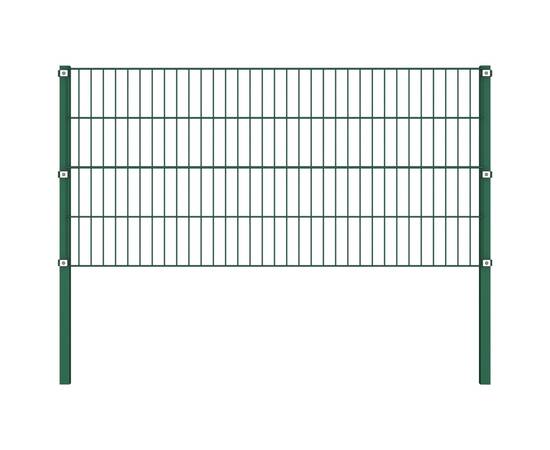 Panou de gard cu stâlpi, verde, 10,2 x 0,8 m, fier, 2 image