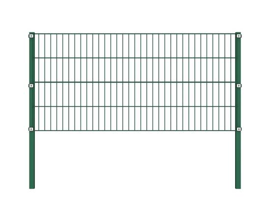 Panou de gard cu stâlpi, verde, 11,9 x 0,8 m, fier, 2 image