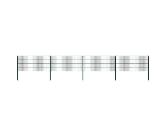 Panou de gard cu stâlpi, verde, 6,8 x 0,8 m, fier