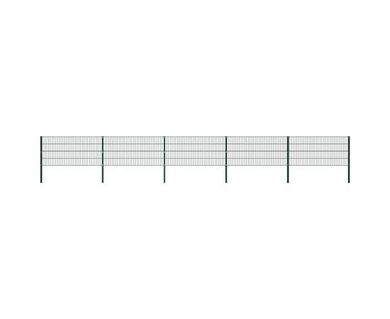 Panou de gard cu stâlpi, verde, 8,5 x 0,8 m, fier
