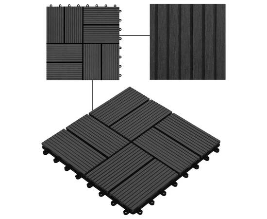Plăci de pardoseală, 22 buc., negru, 30 x 30 cm, wpc, 2 mp, 4 image
