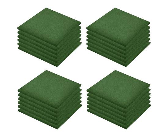 Plăci de protecție la cădere 24 buc, verde, 50x50x3 cm, cauciuc, 2 image