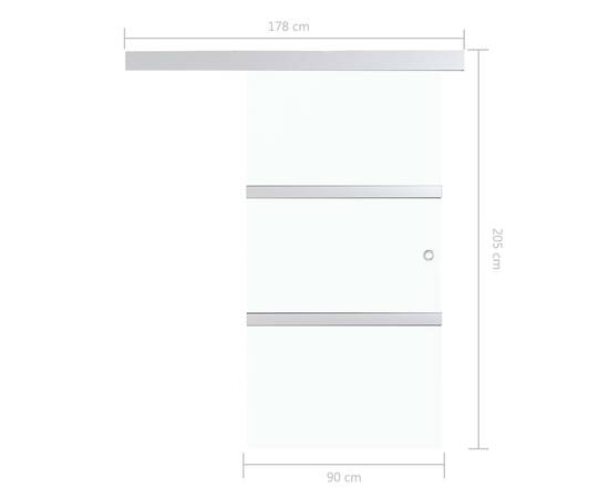 Ușă glisantă, argintiu, 90 x 205 cm, sticlă esg și aluminiu, 7 image