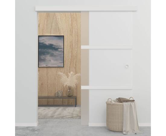 Ușă glisantă, argintiu, 90 x 205 cm, sticlă esg și aluminiu, 2 image