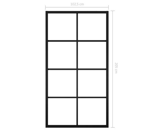 Ușă glisantă, negru, 102,5x205 cm, aluminiu și sticlă esg, 8 image