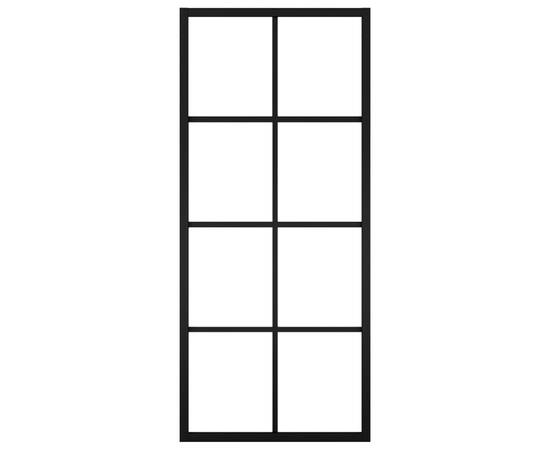 Ușă glisantă, negru, 76x205 cm, aluminiu și sticlă esg, 3 image