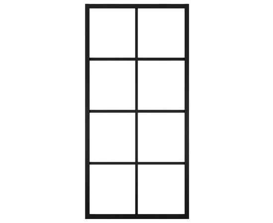 Ușă glisantă, negru, 90x205 cm, aluminiu și sticlă esg, 4 image