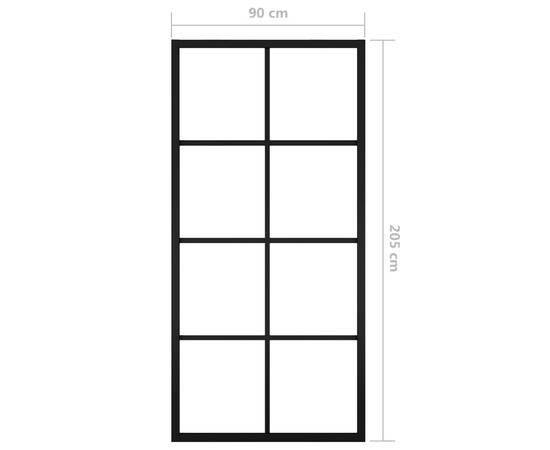 Ușă glisantă, negru, 90x205 cm, aluminiu și sticlă esg, 8 image