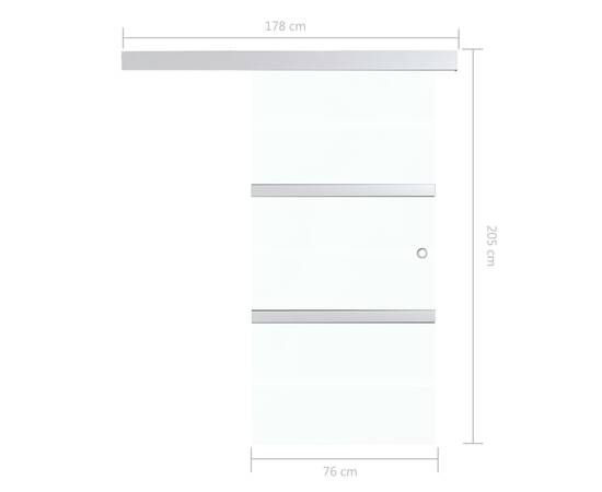 Ușă glisantă cu opritoare soft, 76x205 cm, sticlă esg/aluminiu, 8 image