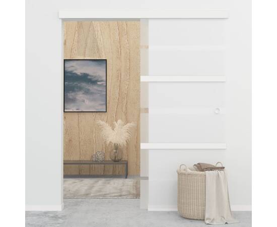 Ușă glisantă cu opritoare soft, 90x205 cm, sticlă esg/aluminiu, 2 image