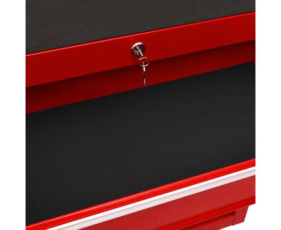 Cărucior de scule cu 10 sertare, roșu, oțel, 7 image
