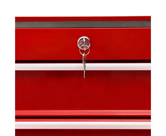 Cărucior de scule cu 10 sertare, roșu, oțel, 6 image