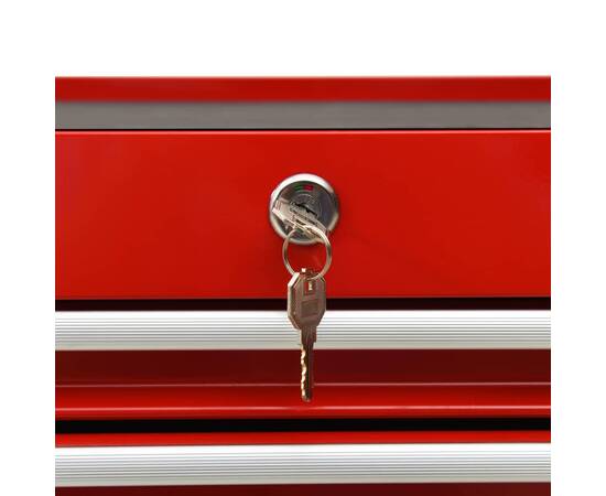 Cărucior de scule cu 14 sertare, roșu, oțel, 8 image