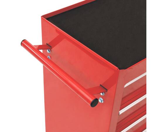 Cărucior de scule cu 15 sertare, roșu, oțel, 5 image