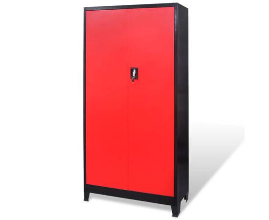 Dulap scule cu organizatoare, roșu și negru, 90x40x180 cm, oțel, 6 image