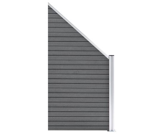 Set panouri gard, 1 pătrat + 1 oblic, gri, 273x186 cm, wpc, 3 image