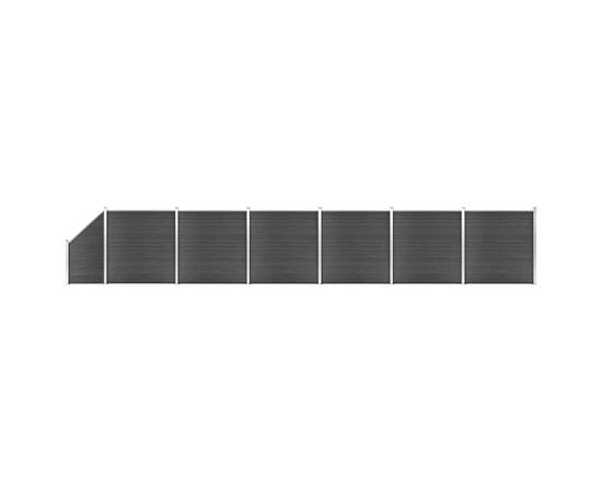 Set de panouri de gard, 1138x(105-186) cm, negru, wpc