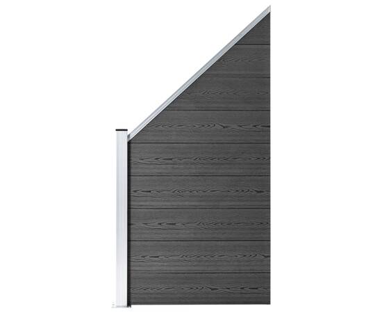 Set de panouri de gard, 1138x(105-186) cm, negru, wpc, 2 image