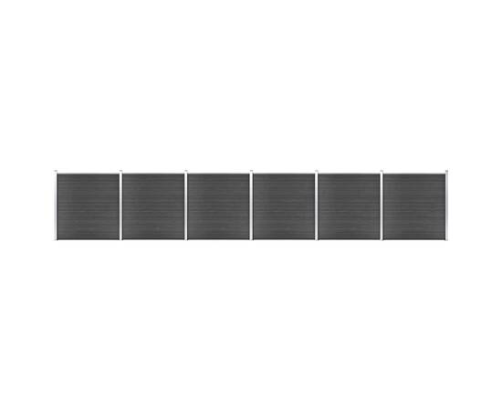 Set de panouri de gard, negru, 1045x186 cm, wpc