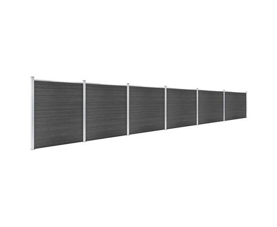 Set de panouri de gard, negru, 1045x186 cm, wpc, 2 image