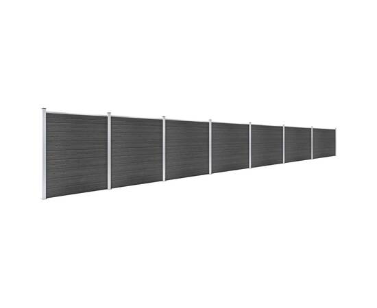 Set de panouri de gard, negru, 1218x186 cm, wpc, 2 image