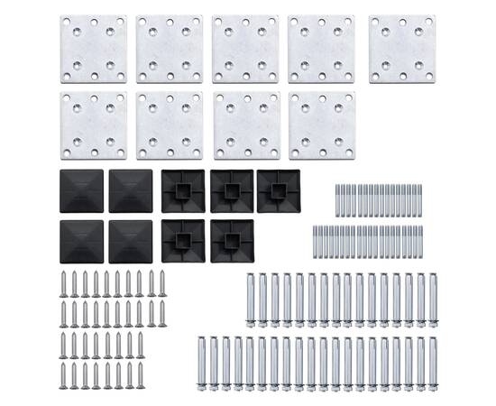 Set de panouri de gard, negru, 1311x(105-186) cm, wpc, 10 image