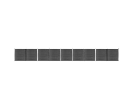Set de panouri de gard, negru, 1564x186 cm, wpc