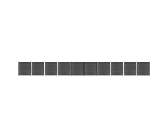 Set de panouri de gard, negru, 1737x186 cm, wpc