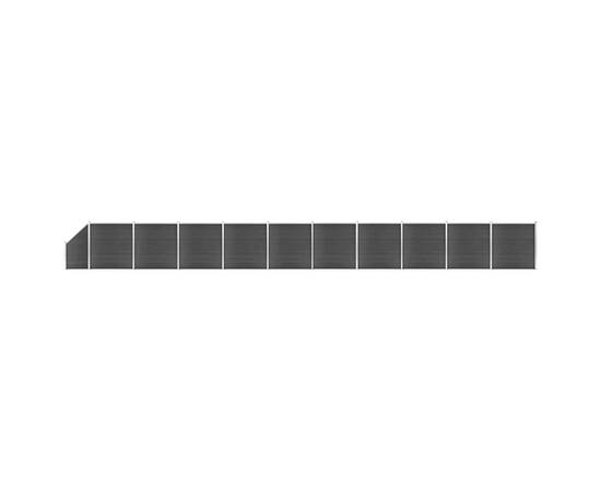 Set de panouri de gard, negru, 1830x(105-186) cm, wpc
