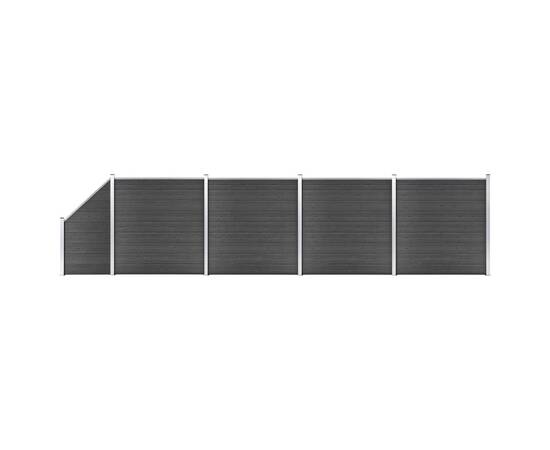 Set de panouri de gard, negru, 792x(105-186) cm, wpc