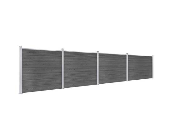 Set panouri gard, 699x146 cm, negru, wpc, 2 image