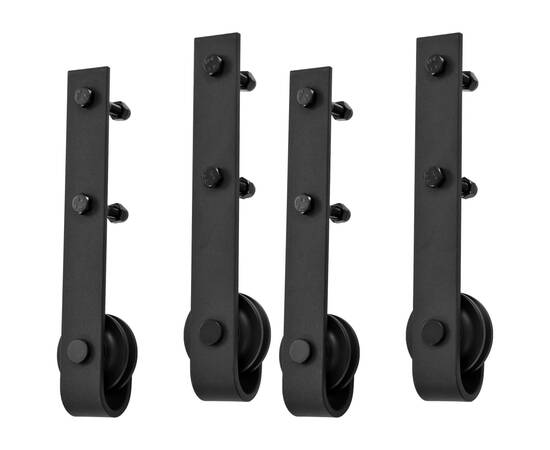 Seturi de feronerie uși glisante, 2 buc., negru, 200 cm, oțel, 5 image