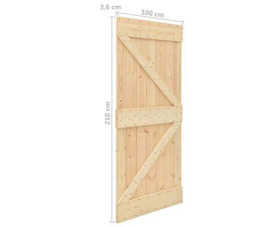 Ușă glisantă cu set feronerie, 100 x 210 cm, lemn masiv de pin, 11 image