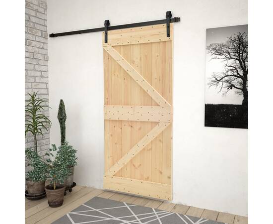 Ușă glisantă cu set feronerie, 80 x 210 cm, lemn masiv de pin