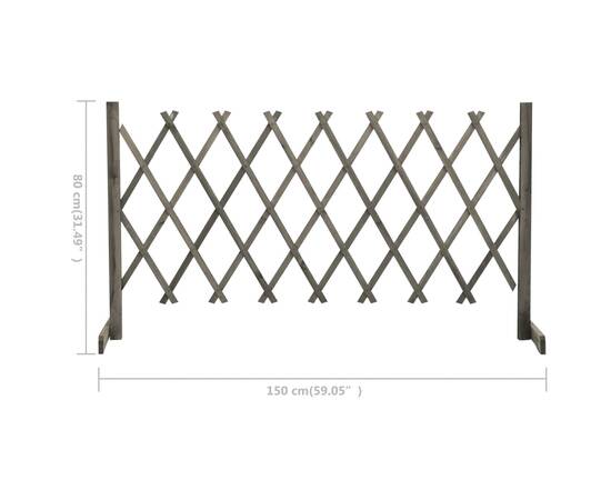 Gard cu zăbrele de grădină, gri, 150x80 cm, lemn masiv de brad, 7 image
