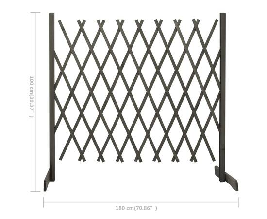 Gard cu zăbrele de grădină, gri, 180x100 cm, lemn de brad, 7 image
