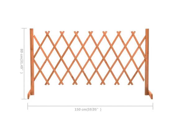 Gard cu zăbrele de grădină, portocaliu, 150x80 cm, lemn de brad, 7 image