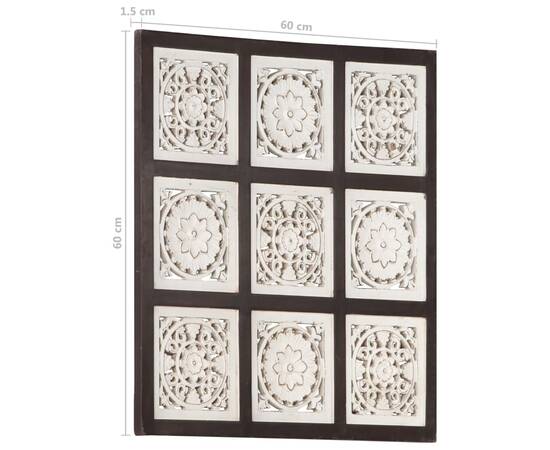 Panouri de perete sculptate manual, maro și alb, 60x60x1,5 cm, mdf, 7 image