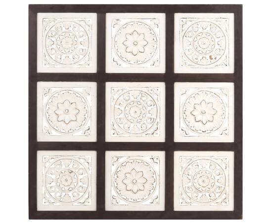 Panouri de perete sculptate manual, maro și alb, 60x60x1,5 cm, mdf, 4 image