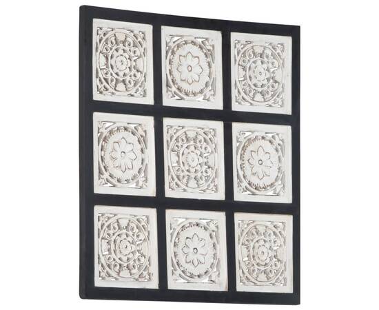 Panouri de perete sculptate manual, negru/alb, 60x60x1,5 cm mdf