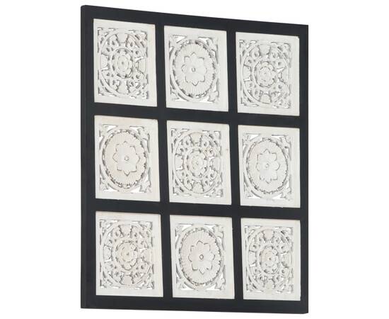 Panouri de perete sculptate manual, negru/alb, 60x60x1,5 cm mdf, 9 image