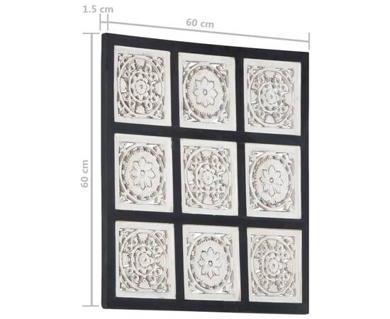 Panouri de perete sculptate manual, negru/alb, 60x60x1,5 cm mdf, 6 image
