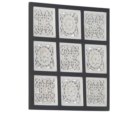 Panouri de perete sculptate manual, negru/alb, 60x60x1,5 cm mdf, 8 image