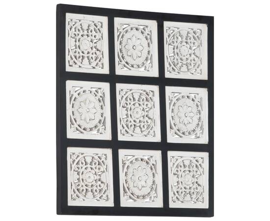 Panouri de perete sculptate manual, negru/alb, 60x60x1,5 cm mdf, 10 image