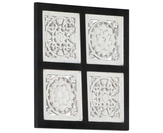 Panouri perete sculptate manual, negru/alb, 40x40x1,5 cm, mdf