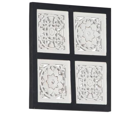 Panouri perete sculptate manual, negru/alb, 40x40x1,5 cm, mdf, 11 image
