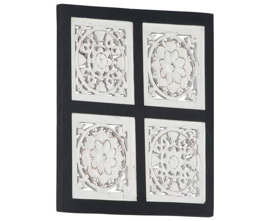 Panouri perete sculptate manual, negru/alb, 40x40x1,5 cm, mdf, 10 image